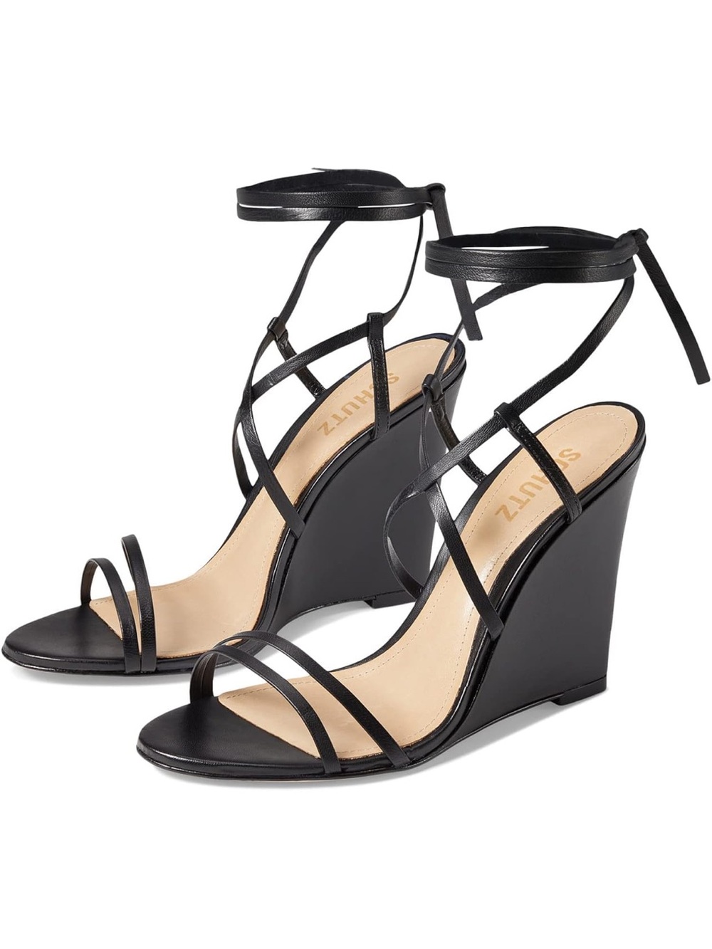 Schutz black strap wedges NWT size 10